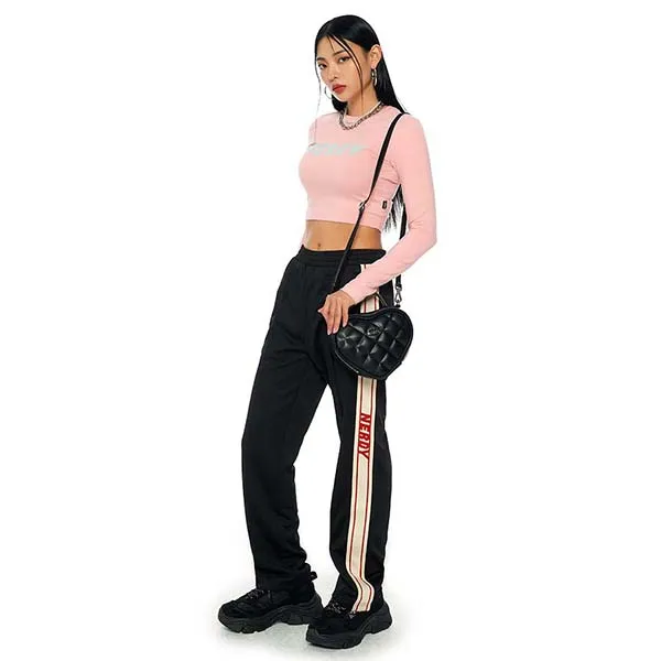 Áo Croptop Nerdy Dài Tay Màu Hồng Size S