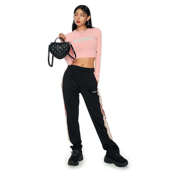 Áo Croptop Nerdy Dài Tay Màu Hồng Size S