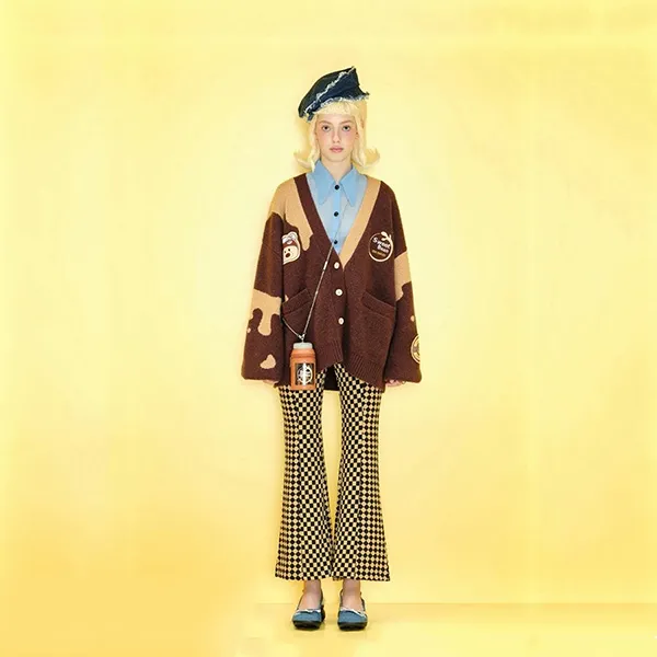 Áo Cardigan 13 De Marzo x Pop Mart Brown Canned Coffee FR-JX-647 Màu Nâu Size S