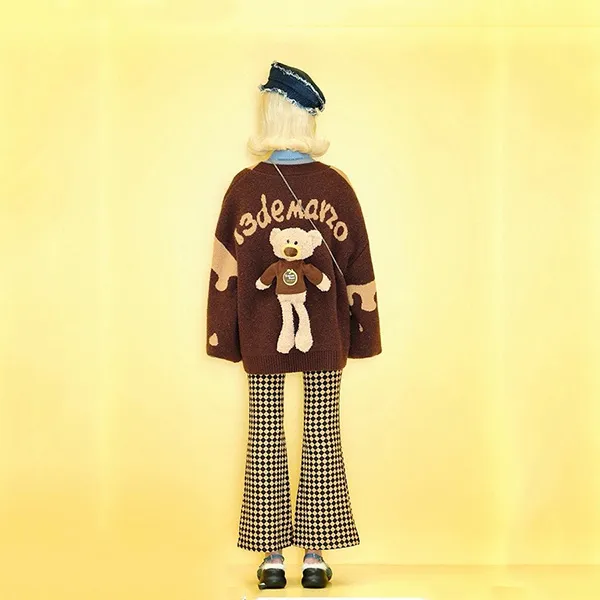 Áo Cardigan 13 De Marzo x Pop Mart Brown Canned Coffee FR-JX-647 Màu Nâu Size S