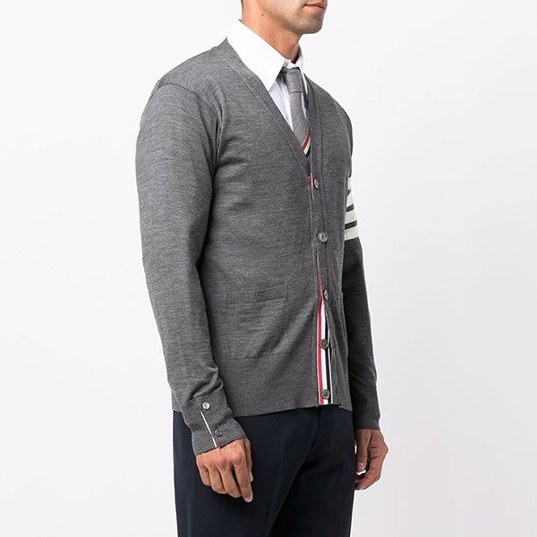 Áo Cardigan Thom Browne 4-Bar Knitted Grey MKC002A Y1014 022 Màu Xám - 3