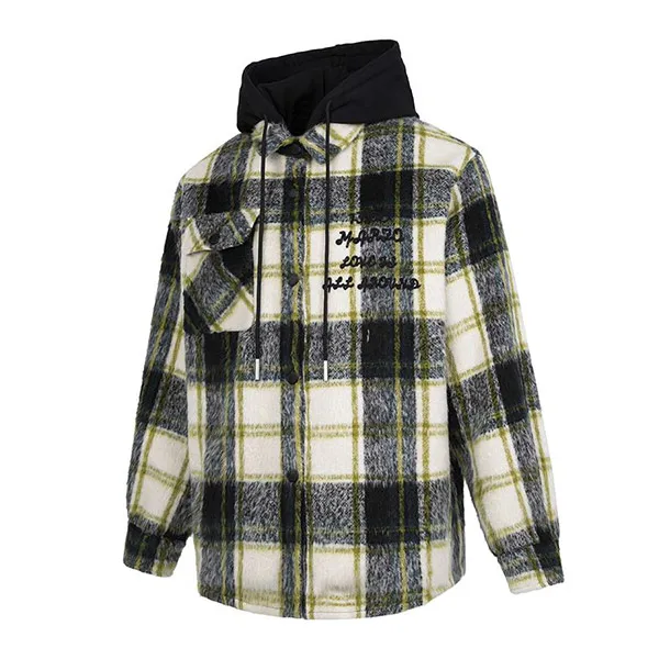 Áo Hoodie 13 De Marzo Woolen Plaid Bear Hoodie FR-JX-541 Màu Vàng Phối Đen Size S
