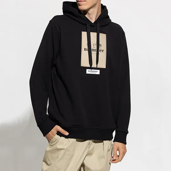 Áo Hoodie Burberry Logo Label Black 8057100 Màu Đen Size M