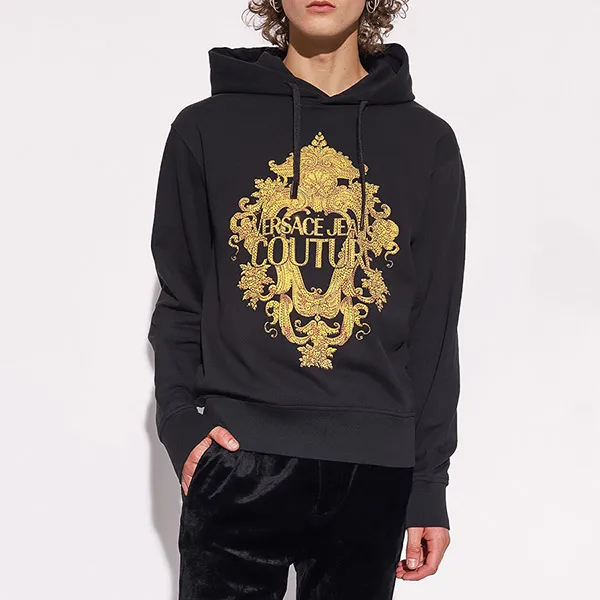 Áo Hoodie Versace Jeans Couture Logo Printed 73GAIP02 CF01P G89 Màu Đen Size S
