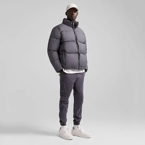 Áo Khoác Bershka Puffer Jacket Màu Xám Size M