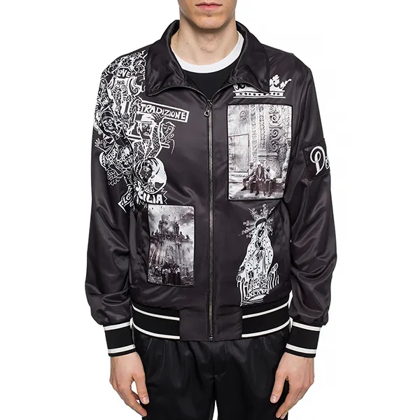 Áo Khoác Dolce & Gabbana D&G Crown Logo Printed G9NE1Z G7RXP N0000 Màu Đen