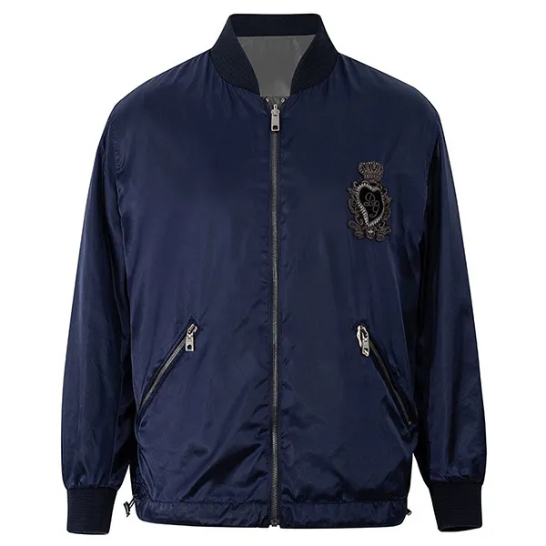 Áo Khoác Nam Dolce & Gabbana D&G King DG Logo Embroidered Bomber G9NF0Z HUMBE Màu Xanh Navy Size 48