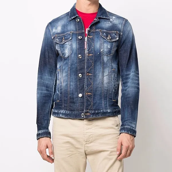 Áo Khoác Dsquared2 Icon Printed Denim S79AM0041 S30342 Màu Xanh Size 50