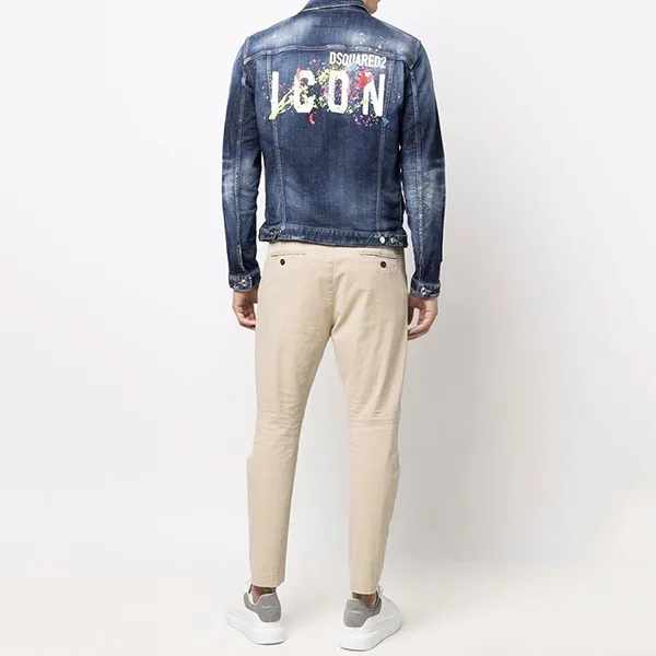 Áo Khoác Dsquared2 Icon Printed Denim S79AM0041 S30342 Màu Xanh Size 50