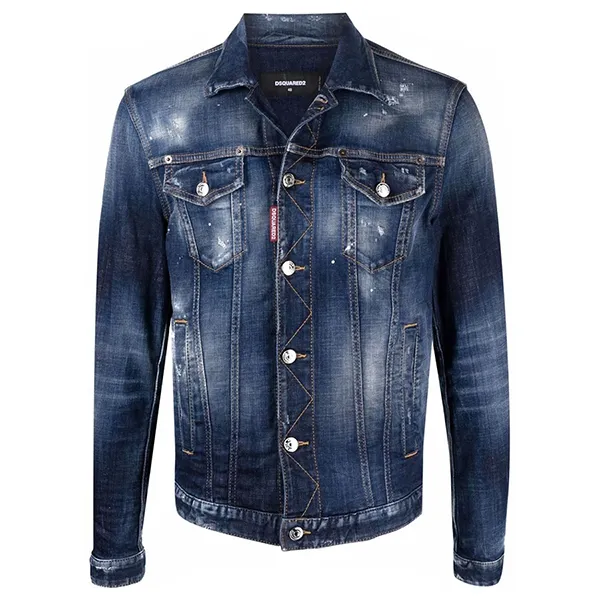 Áo Khoác Dsquared2 Icon Printed Denim S79AM0041 S30342 Màu Xanh Size 50
