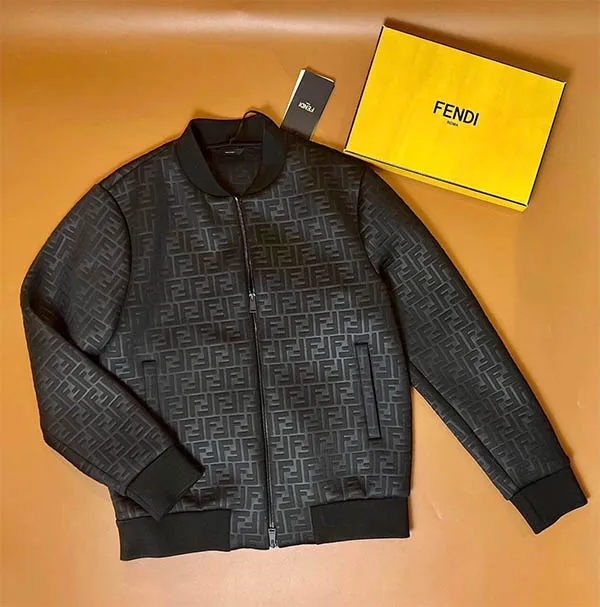 Áo Khoác Fendi Ff-Embossed Bomber Jacket Mens Màu Đen Xám Size 50 - Thời trang - Vua Hàng Hiệu