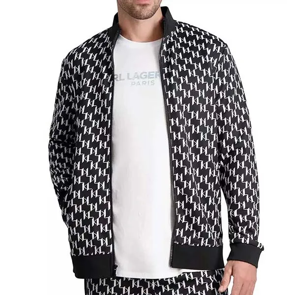 Áo Khoác Karl Lagerfeld Jacket Mit KL-Muster Monogram Màu Đen Trắng Size S - Thời trang - Vua Hàng Hiệu