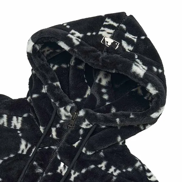 Áo Khoác Lông MLB Dia Monogram All Over Hooded Eco Fur Jumper New York Yankees 3AFDM0226-50BKS Màu Đen Size XS