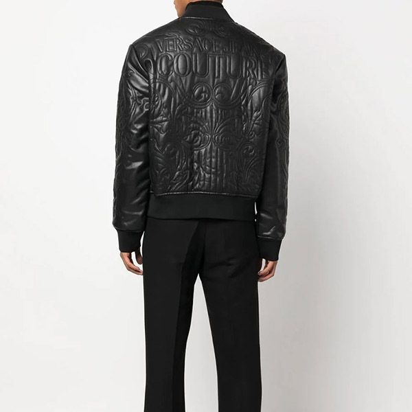 Áo Khoác Versace Jeans Couture Faux Leather Bomber Jacket Màu Đen - 4