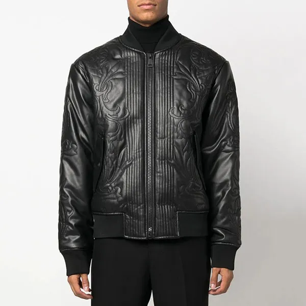Áo Khoác Versace Jeans Couture Faux Leather Bomber Jacket Màu Đen - 1