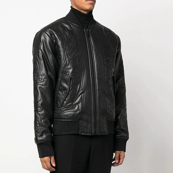 Áo Khoác Versace Jeans Couture Faux Leather Bomber Jacket Màu Đen - 3