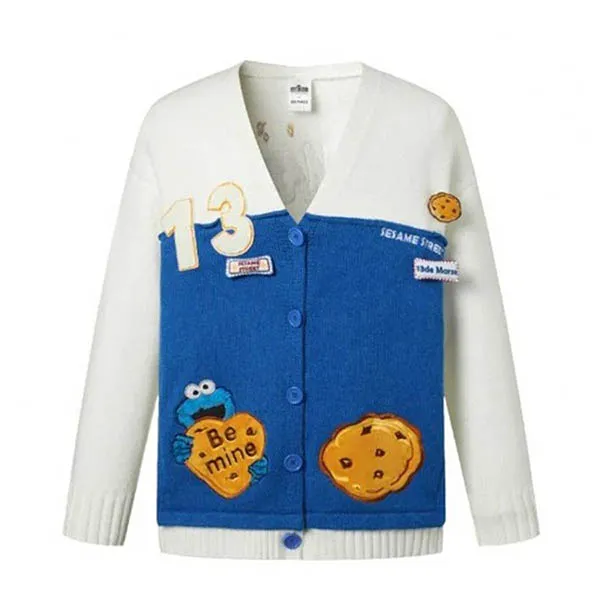 Áo Len 13 De Marzo Cookie Monster Knit Cardigan White FR-JX-891 Màu Xanh Trắng Size M - Thời trang - Vua Hàng Hiệu