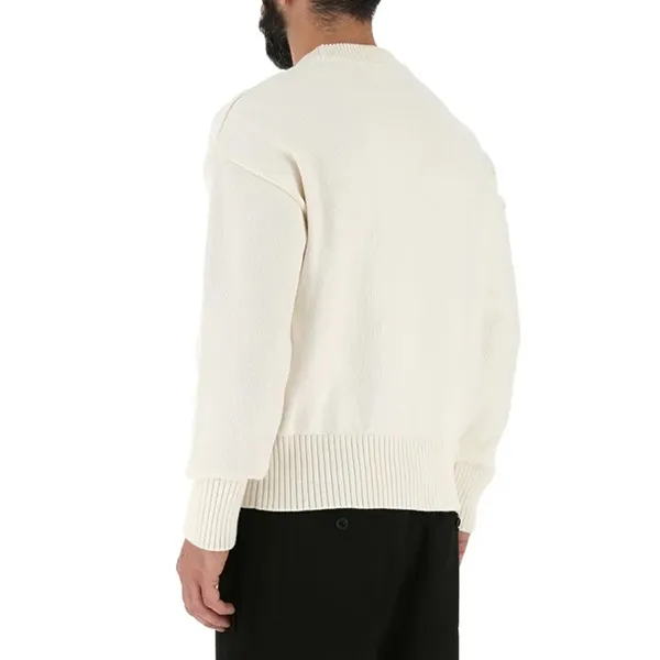 Áo len Ami Logo Embroidered Cream UKS003016 102 Màu Trắng Kem Size S