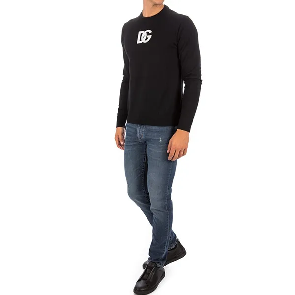 Áo Len Nam Dolce & Gabbana D&G Logo Printed Black GXJ79T JDMQ1 Màu Đen Size 48