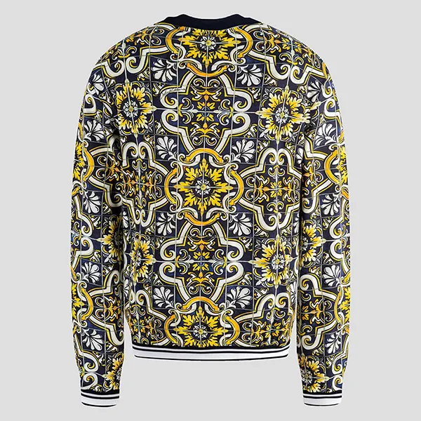 Áo Nỉ Sweater Dolce & Gabbana D&G Majolica Detail Black Neck G9OW6T G7F7L HB1MQ Phối Màu Size 48