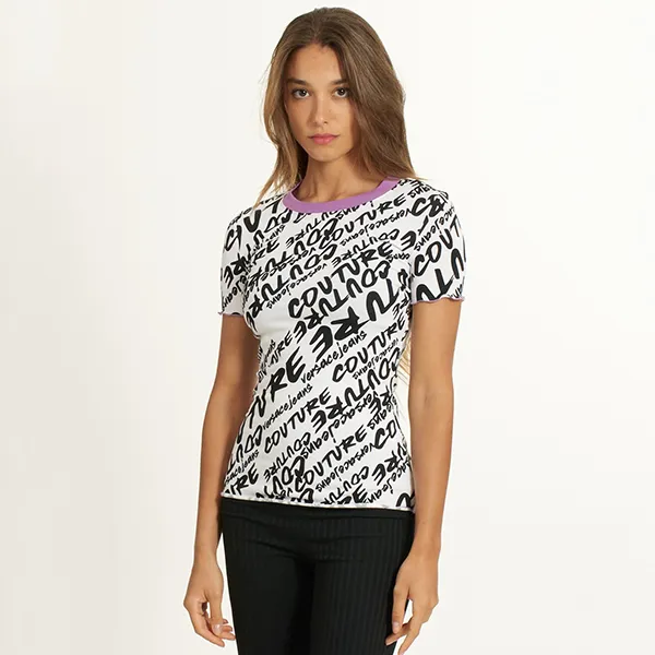 Áo Phông Versace Jeans Couture Logo Printed 73HAH608 JS129 003 Màu Đen Trắng Size XXS - Thời trang - Vua Hàng Hiệu