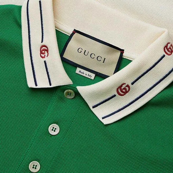 Áo Polo Gucci Green GG Embroidered Màu Trắng Xanh - Thời trang - Vua Hàng Hiệu