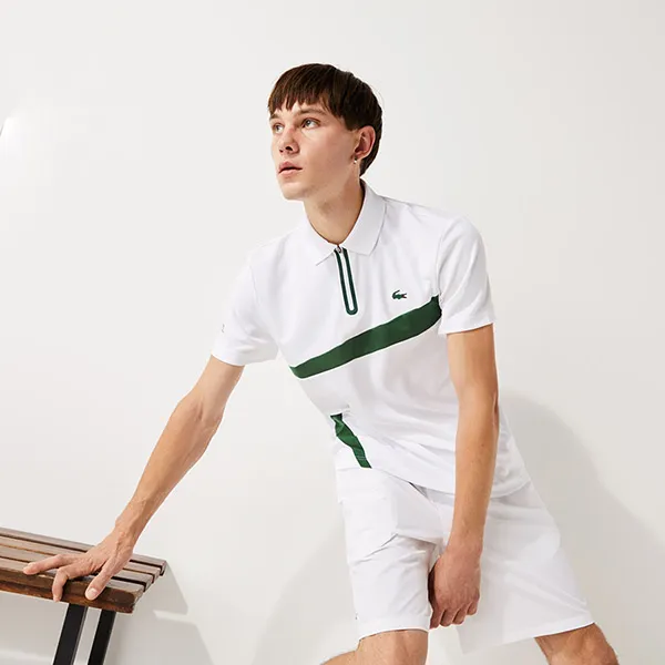 Áo Polo Lacoste Men's Lacoste SPORT Paneled Breathable Piqué Tennis DH2072 00 737 Màu Trắng Size 3