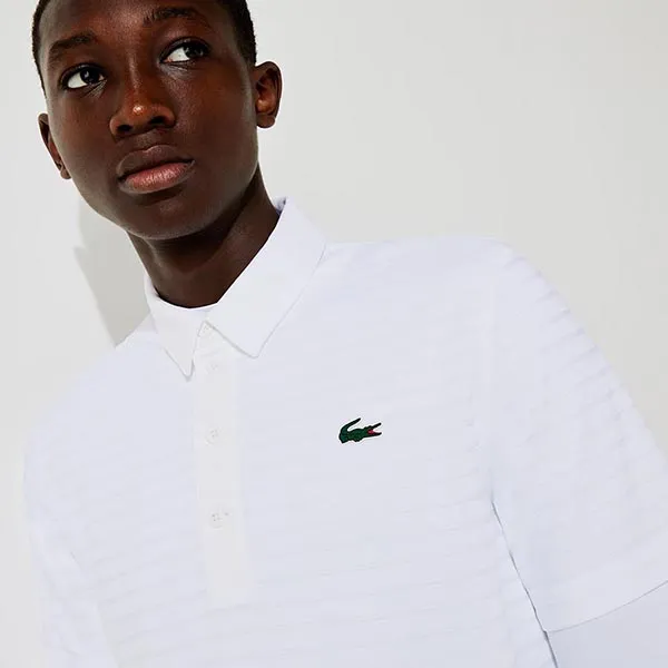 Áo Polo Lacoste Men's Sport Textured Breathable Golf DH6844 Màu Trắng Size L