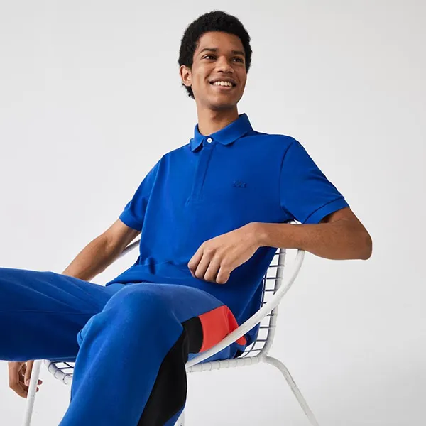 Áo Polo Men's Lacoste Paris Shirt Regular Fit Stretch Cotton Piqué PH5522 HJM Màu Xanh Size S