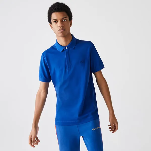 Áo Polo Men's Lacoste Paris Shirt Regular Fit Stretch Cotton Piqué PH5522 HJM Màu Xanh Size S