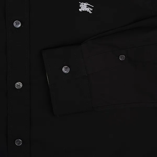 Áo Sơ Mi Burberry Logo Embroidered Black 8036291 Black Màu Đen Size S