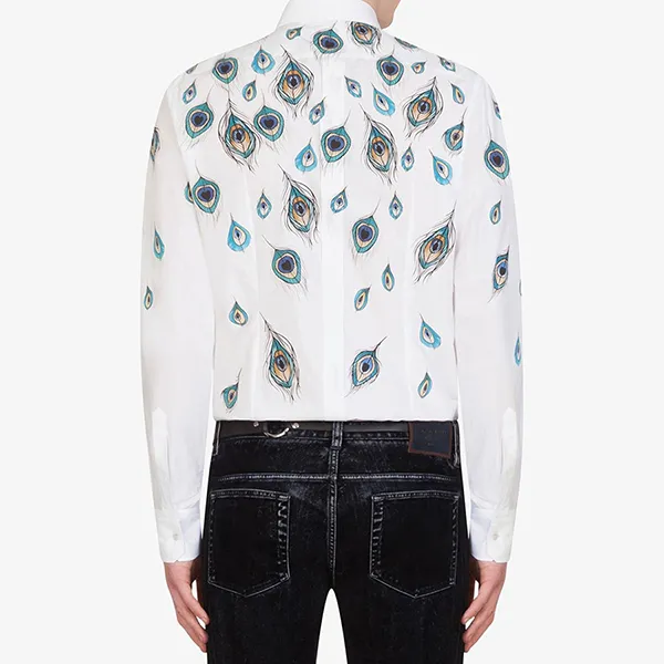 Áo Sơ Mi Nam Dolce & Gabbana D&G Peacock-print White G5GB3T HP58V HT2EW Màu Trắng Size 40