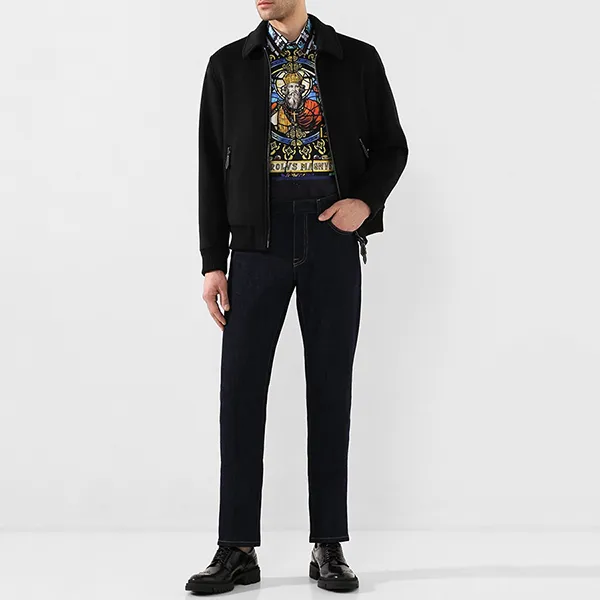 Áo Sơ Mi Nam Dolce & Gabbana D&G Printed Crest Formal Black Shirt G5GT1T GEL91 Màu Đen Size 38