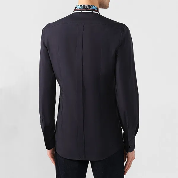 Áo Sơ Mi Nam Dolce & Gabbana D&G Printed Crest Formal Black Shirt G5GT1T GEL91 Màu Đen Size 38