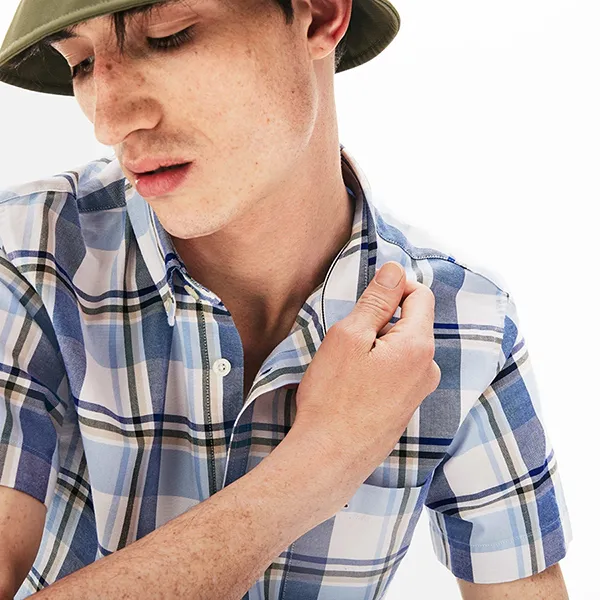 Áo Sơ Mi Lacoste Slim Fit Shirt CH5149 51 6R1 Kẻ Sọc Xanh Trắng Size M