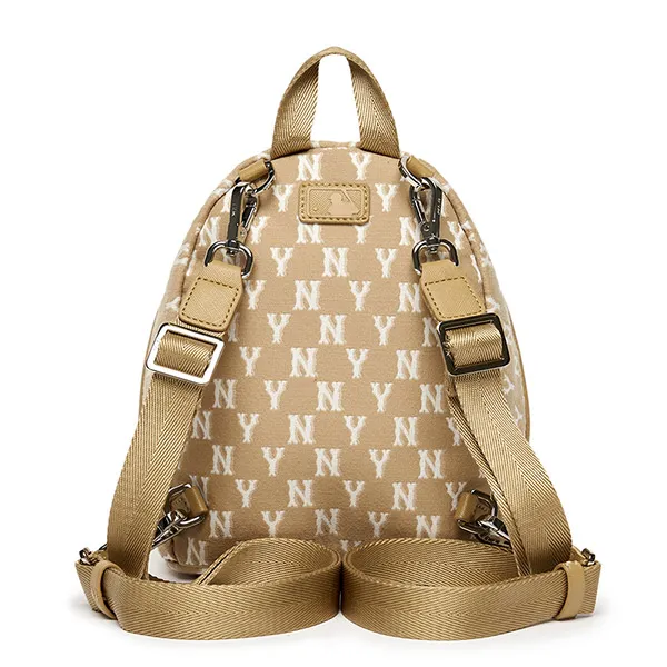 Balo MLB Classic Monogram Jacquard Mini Backpack New York Yankees 3ABKS012N-50BGD Màu Be - Túi xách - Vua Hàng Hiệu