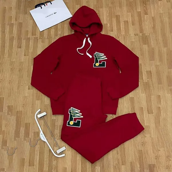 Bộ Quần Áo Nỉ Lacoste Flags Crew Sweat Suit Red Màu Đỏ Size S