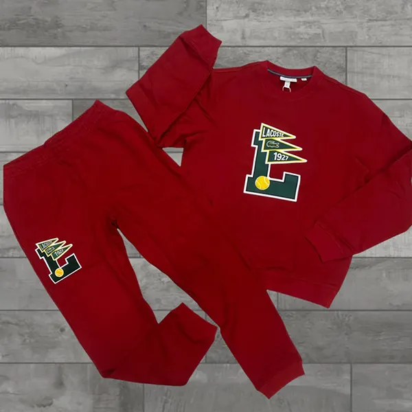 Bộ Quần Áo Nỉ Lacoste Flags Crew Sweat Suit Red Màu Đỏ Size S