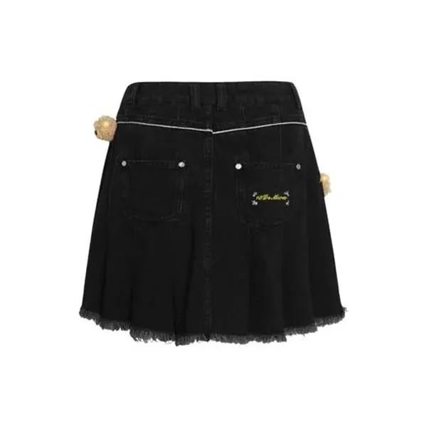 Chân Váy Xếp Ly 13 De Marzo Luminous Bear Denim Skirt Black FR-JX-676 Màu Đen Size M