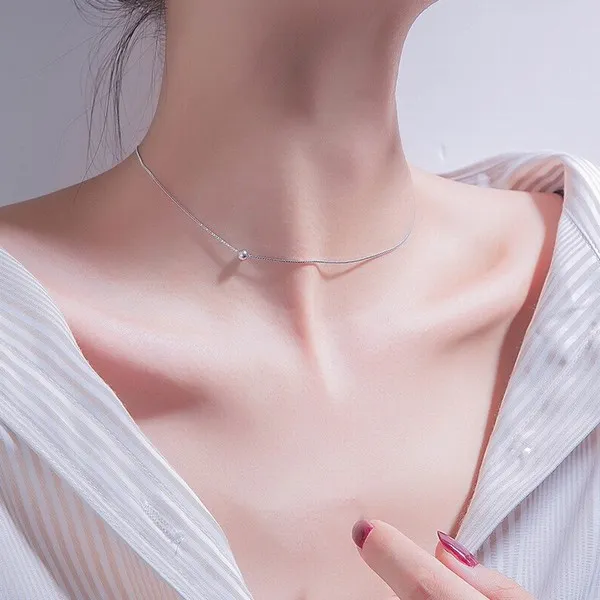 Dây Chuyền Lili Jewelry Choker Bạc Nữ Hạt Đậu Nhỏ LILI_295669 Màu Trắng