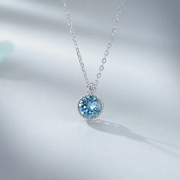 Dây Chuyền Lili Jewelry Bạc Nữ Đính Pha Lê Swarovski Trái Tim Đại Dương LILI_295787 Màu Xanh Dương - Trang sức - Vua Hàng Hiệu
