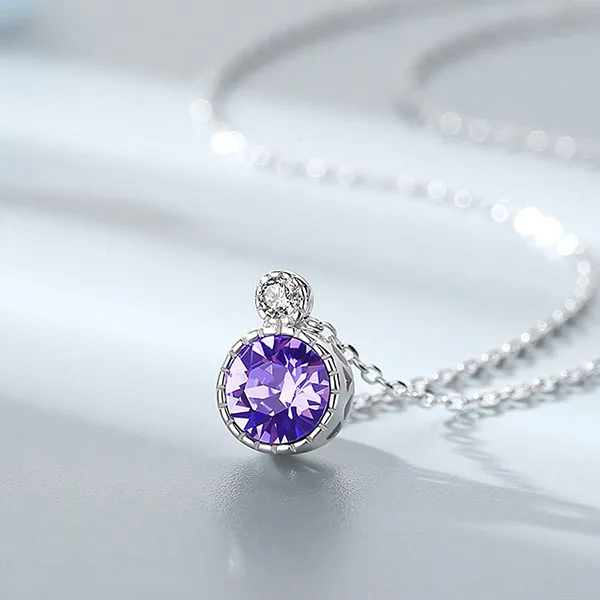 Dây Chuyền Lili Jewelry Bạc Nữ Đính Pha Lê Swarovski Trái Tim Đại Dương LILI_295787 Màu Tím - Trang sức - Vua Hàng Hiệu