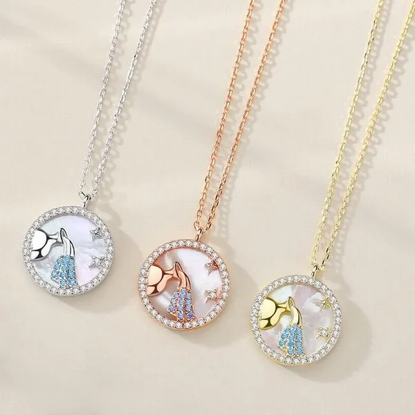 Dây Chuyền Lili Jewelry Bạc Nữ Đính Đá CZ 12 Cung Hoàng Đạo LILI_166265 Cung Ma Kết Màu Vàng Hồng
