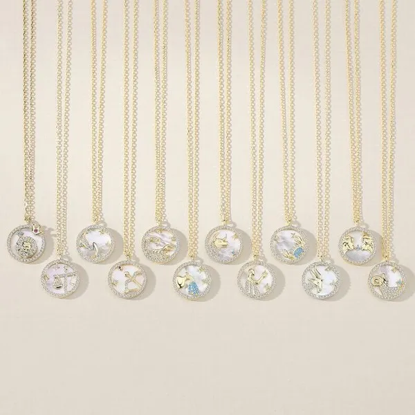 Dây Chuyền Lili Jewelry Bạc Nữ Đính Đá CZ 12 Cung Hoàng Đạo LILI_166265 Cung Ma Kết Màu Vàng Hồng