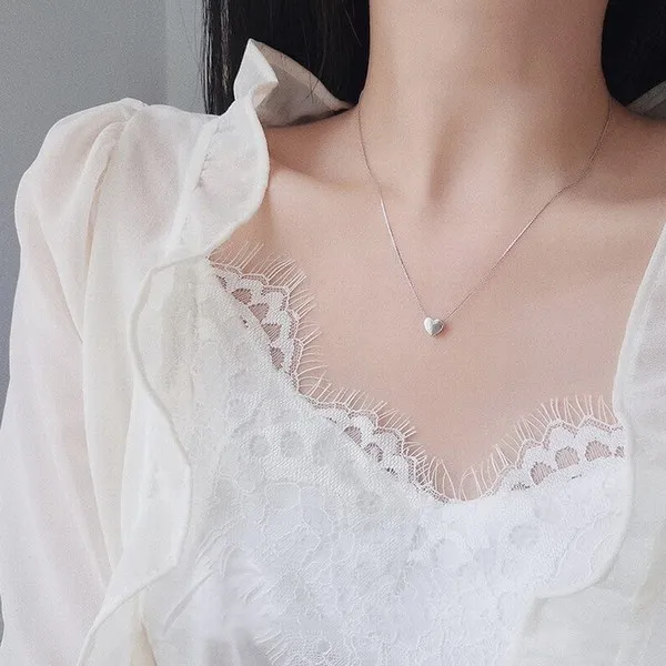 Dây Chuyền Lili Jewelry Bạc Nữ Chuỗi Vuông Hình Trái Tim Mildred LILI_997456 Màu Bạc