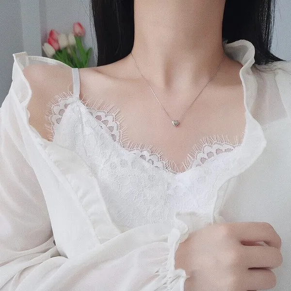 Dây Chuyền Lili Jewelry Bạc Nữ Chuỗi Vuông Hình Trái Tim Mildred LILI_997456 Màu Bạc