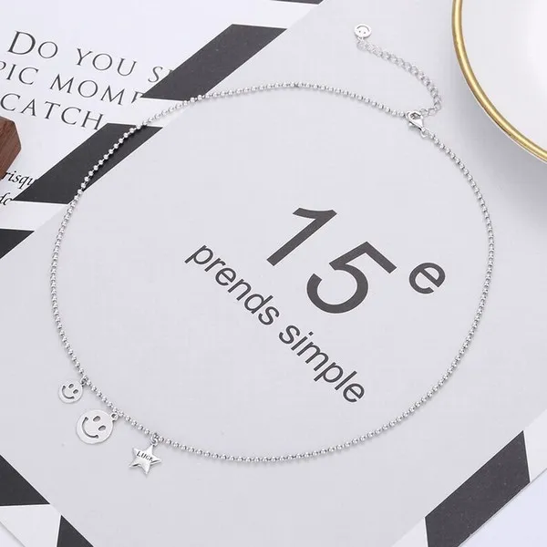 Dây Chuyền Lili Jewelry Bạc Nữ Dạng Hạt Tròn Ngôi Sao Mặt Cười Ryder LILI_733381 Màu Bạc