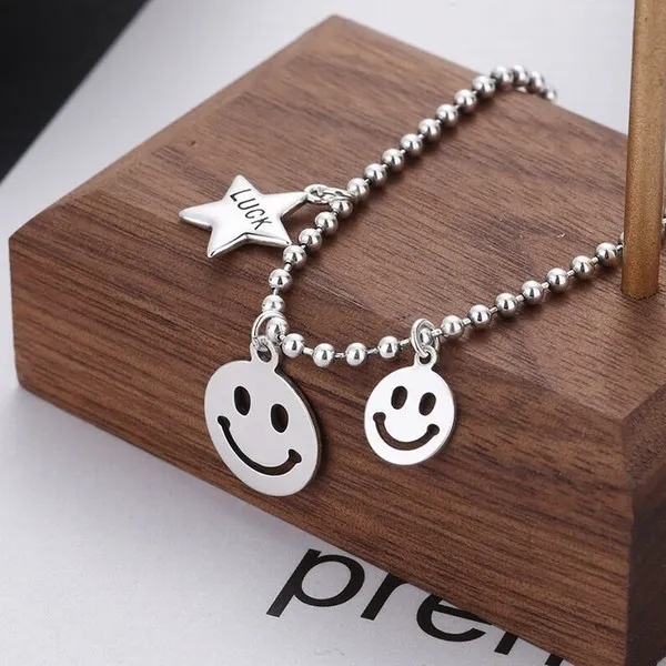 Dây Chuyền Lili Jewelry Bạc Nữ Dạng Hạt Tròn Ngôi Sao Mặt Cười Ryder LILI_733381 Màu Bạc
