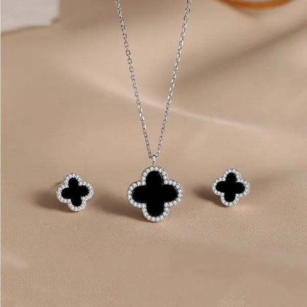 Dây Chuyền Lili Jewelry Bạc Nữ Đẹp Đính Đá CZ, Mã Não Cỏ 4 Lá LILI_137537 Màu Bạc - Trang sức - Vua Hàng Hiệu