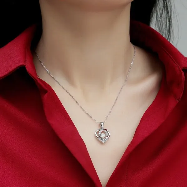 Dây Chuyền Lili Jewelry Bạc Nữ Đính Kim Cương Moissanite Hình Trái Tim LILI_651753 Màu Bạc